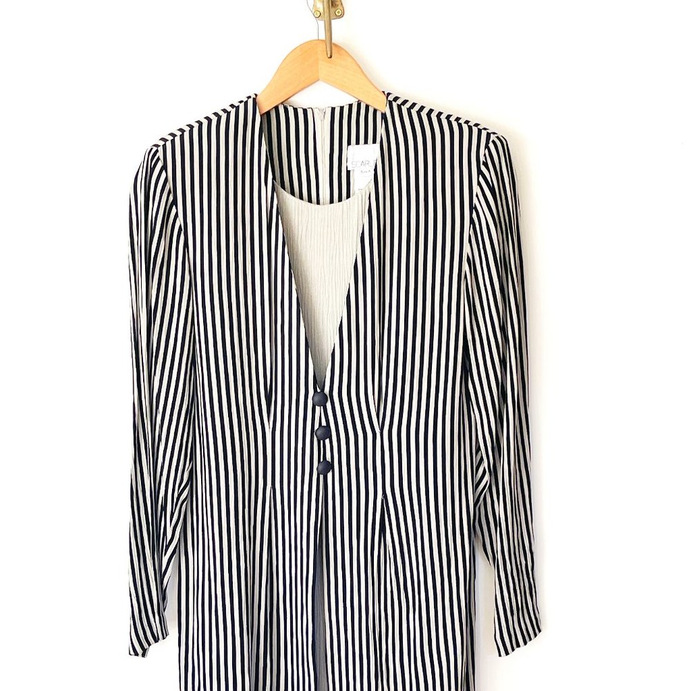 90's Scarlett Pinstripe Long Sleeve Dress
